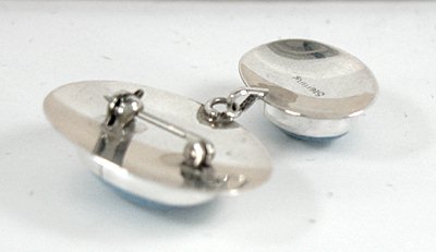 Vintage NOS sterlling silver Two-Piece Stone Pin