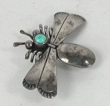 Vintage NOS sterlling silver and turquoise dragonfly Pin