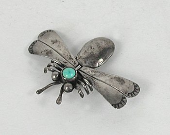 Vintage NOS sterlling silver and turquoise Moth Pin