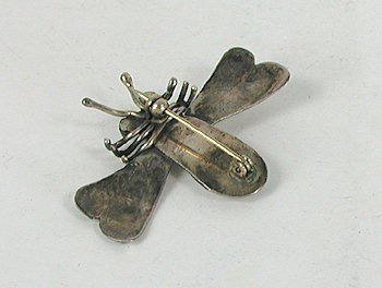 Vintage NOS sterlling silver and turquoise Dragonfly Pin