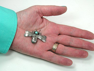 Vintage NOS sterlling silver and turquoise Moth Pin