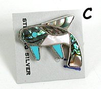 Vintage NOS Sterling Silver inlay dolphin Pin