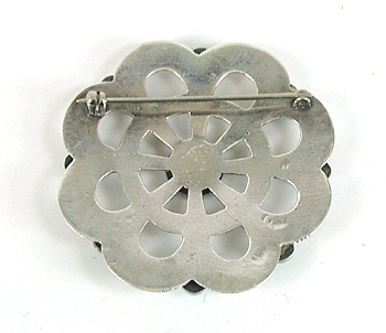 Vintage sterlling silver turquoise cluster wheel pin
