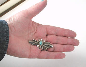 Vintage sterlling silver turquoise Pin