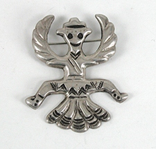 Vintage sterlling silver Sandcast Knifewing Pin