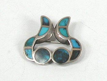 Vintage sterlling silver Turquoise Inlay Pin