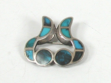 Vintage sterlling silver Turquoise Inlay Pin