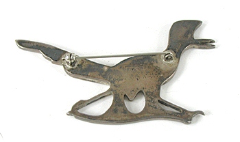 vintage Sterling Silver and stone Inlay Roadrunner Pin