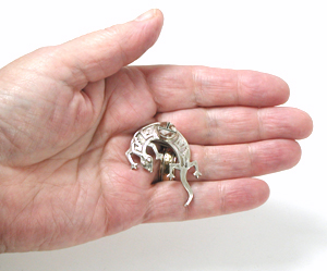 new old stock  sterling silver and jasper Lizard Pin Pendant by Navajo artisan Charie Bowie