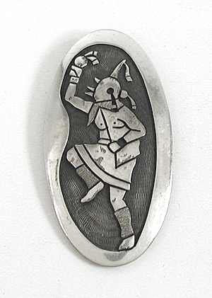 sterling silver Overlay Kachina Pin by Hopi artisan Philbert Poseyesva