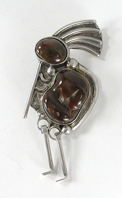 sterling silver Onyx Kokopelli pin