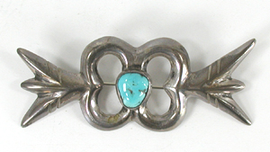 authentic Native American cast sterling silver and Turquoise Pin by Navajo silversmith Sadie Randolph