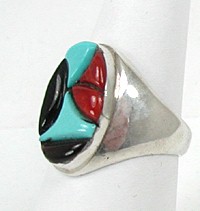 Zuni Sterling Silver Turquoise Inlay ring