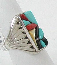 Zuni Sterling Silver Turquoise Inlay ring
