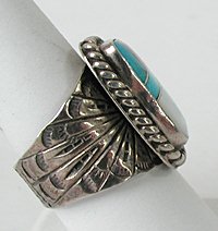 Sterling Silver turquoise and mother of pearl inlay ring