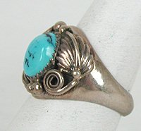 Sterling Silver Turquoise ring size 10 3/4 by Navajo Leroy Navajohn