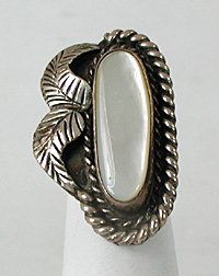 Navajo Sterling Silver Mother of Pearl Ring
