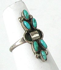 No Stamp Turq 4 Stone Sterling Ring main image 1
