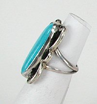 Navajo Sterling Silver Spiderweb Turquoise  Ring