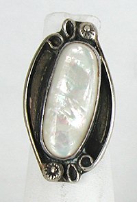 Authentic Vintage Navajo Sterling Silver Mother of Pearl Ring