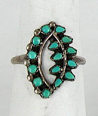 Authentic Vintage Zuni Sterling Silver Turquoise Ring size 5 3/4
