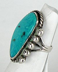 Authentic Vintage  Sterling Silver Turquoise Ring size 5 1/2