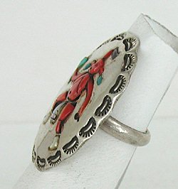Vintage Sterling Silver Inlay Mudhead Ring