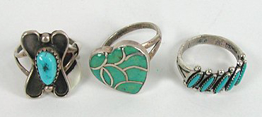 Lot of Three Sterling Silver Rings size 5 to 5 7/8