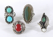Lot of Five Sterling Silver Rings size 4 to 4 7/8