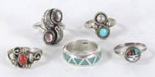 Lot of Five Sterling Silver Rings size 4 to 4 7/8