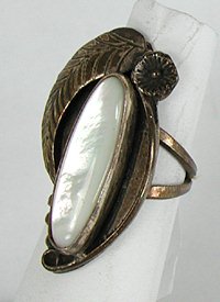 Authentic Navajo Sterling Silver mother of pearl ring