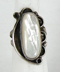 Authentic Navajo Sterling Silver mother of pearl ring