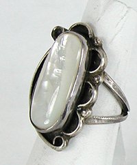 Authentic Navajo Sterling Silver mother of pearl ring