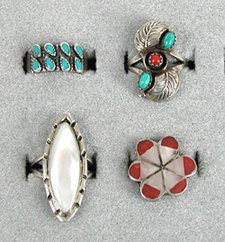 Lotg of 4 Sterling Silver and stone Rings