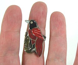 Vintage Inlay Red Bird Ring