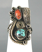 Vintage coral and turquoise ring size 7 1/4
