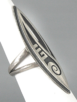 authentic Native American Sterling Silver Overlay ring size 7 1/4 by Hopi artisan Trinidad "Trini" Lucas