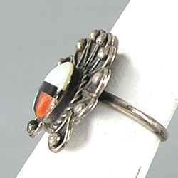 new old stock sterling silver and stone inlay Sunface ring size 7 3/4