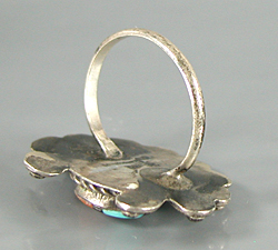 new old stock sterling silver and stone inlay Sunface ring size 7 3/4