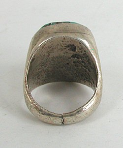 Vintage Sandcast Sterling Silver Turquoise ring size 9 3/4