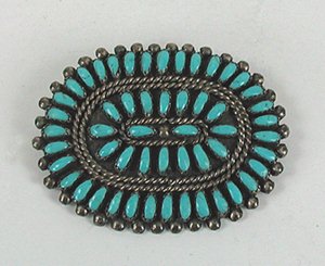 Authentic Native American Vintage sterling silver Turquoise Petit Point Set by Navajo Phillip Byjoe