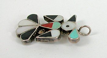 Vintage Inlay Thunderbird Pendant and Ring Set - pendant side