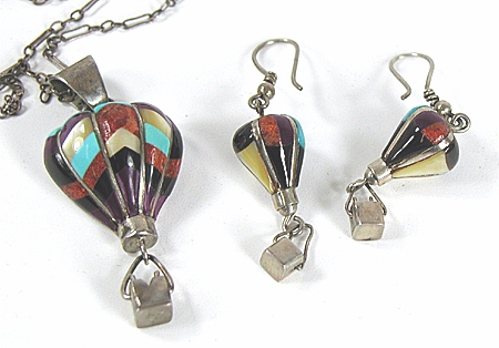  Sterling Silver Inlay Balloons Set pendant and earrings