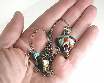  Sterling Silver Inlay Balloons Set pendant and earrings