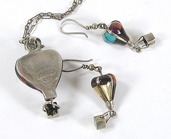 Sterling Silver Inlay Balloons Set pendant and earrings