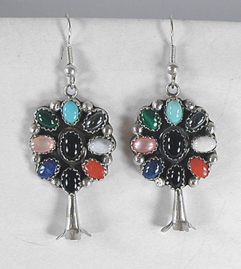 Multi-Stone Cluster Necklace and Earrings set