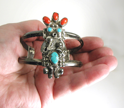 Vintage turquoise and coral kachina necklace and bracelet set