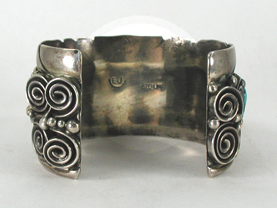 Vintage turquoise and coral claw necklace and bracelet set by Navajo artisans Evelyne and Edward James