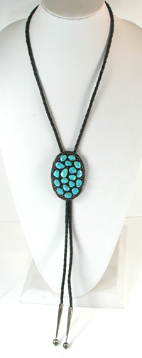 Vintagae Sterling Silver Turquoise Cluster Bolo and Buckle Set excellent condition