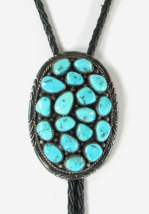 Vintagae Sterling Silver Turquoise Cluster Bolo and Buckle Set excellent condition